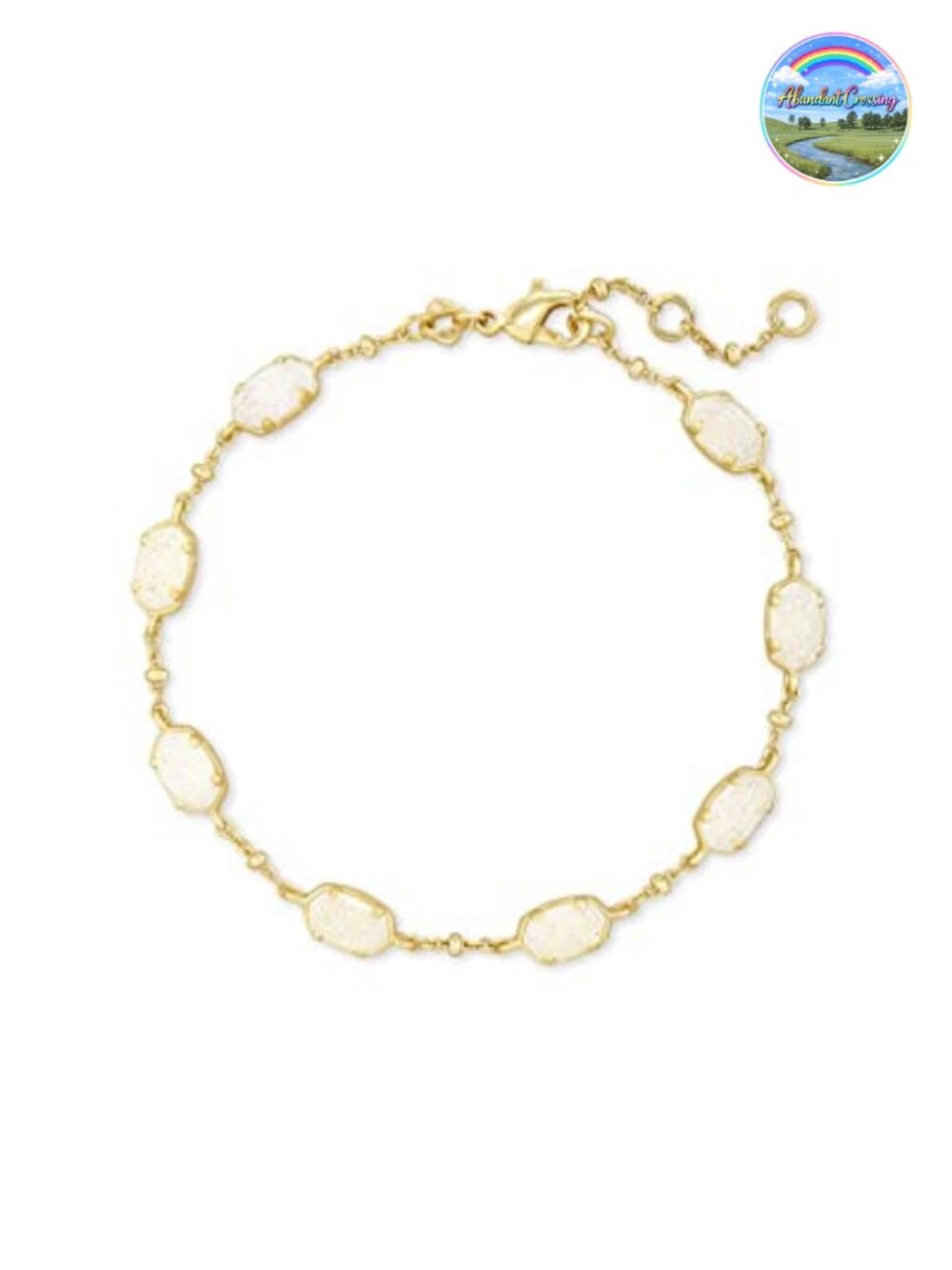 Kendra Scott Emilie Gold Link Bracelet Women's Iridescent Drusy Quartz 14K Gold